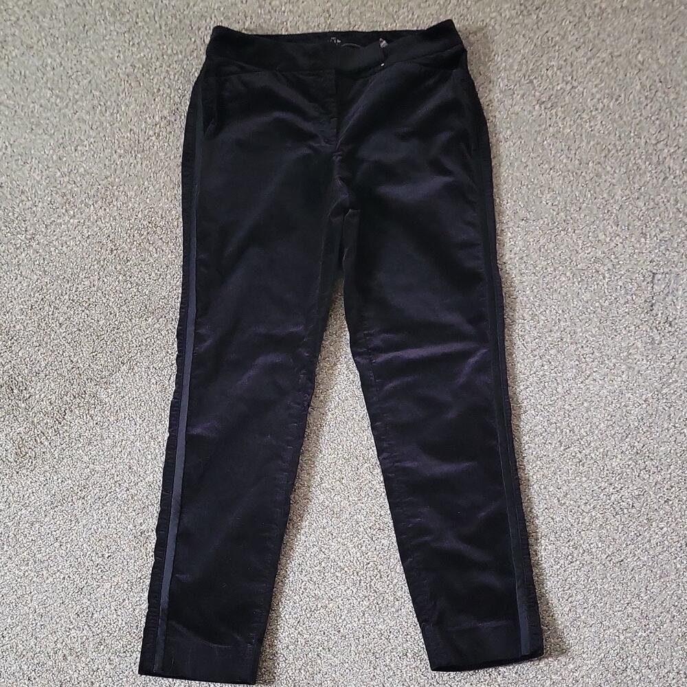 White House Black Market Black Women's Slim Ankle Velvet Zip Flat Front Pants